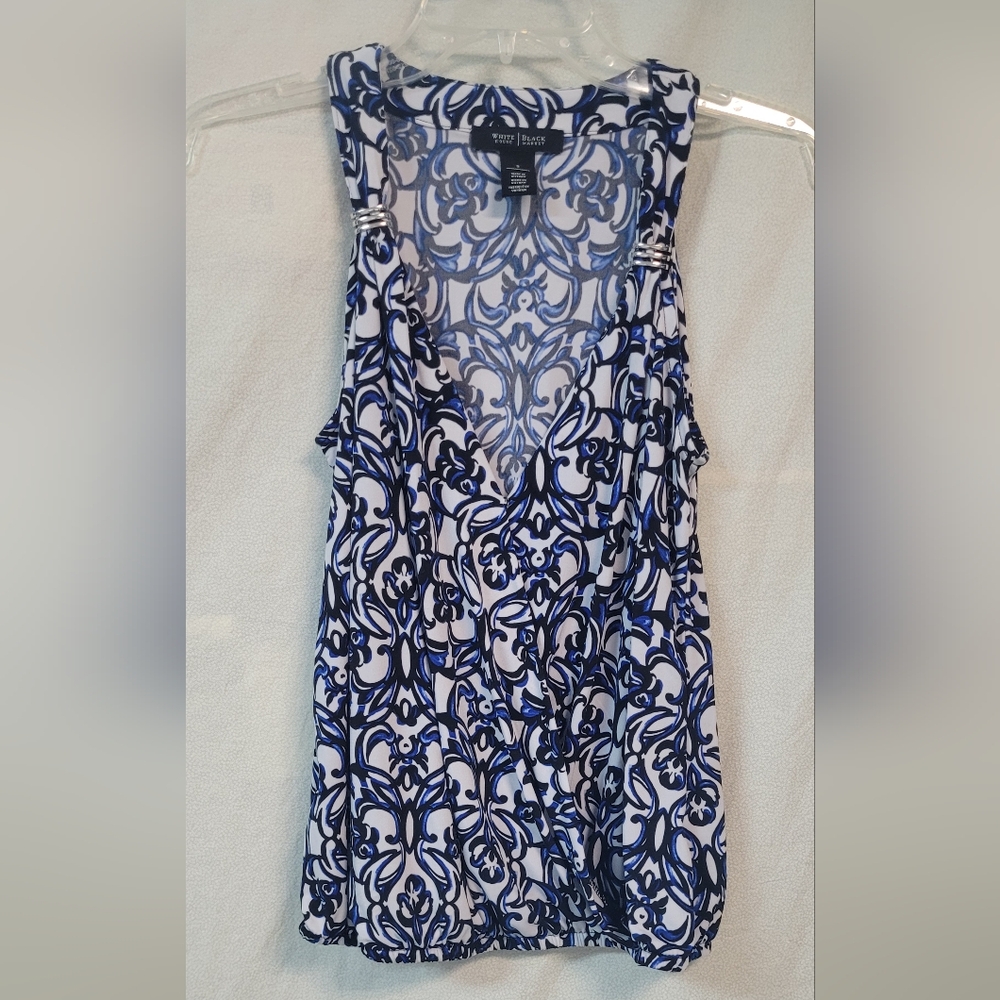 White House Black Market Sleeveless Blouse V-neck Floral Office Casual Dressy